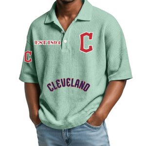 Cleveland Guardians Est 1894 Waffle Collar Polo Shirt 1