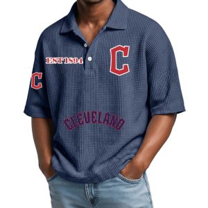Cleveland Guardians Est 1894 Waffle Collar Polo Shirt 2
