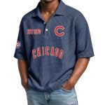 Cubs Est 1870 Waffle Collar Polo Shirt