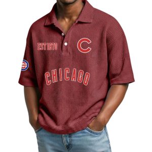 Cubs Est 1870 Waffle Collar Polo Shirt 2