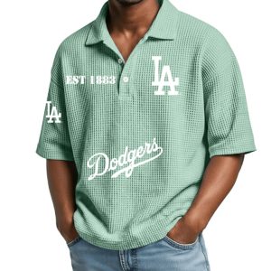 Dodgers Est 1883 Waffle Collar Polo Shirt 1