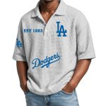 Dodgers Est 1883 Waffle Collar Polo Shirt