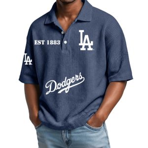 Dodgers Est 1883 Waffle Collar Polo Shirt 2