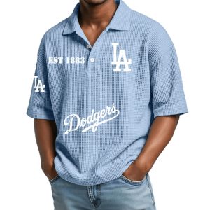 Dodgers Est 1883 Waffle Collar Polo Shirt 4