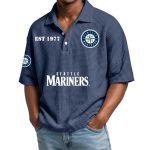 Mariners Est 1977 Waffle Collar Polo Shirt
