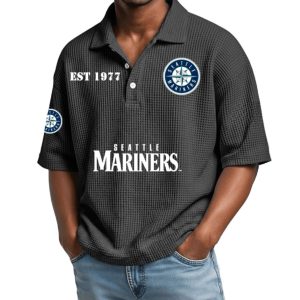 Mariners Est 1977 Waffle Collar Polo Shirt 2 Mariners Est 1977 Waffle Collar Polo Shirt 3