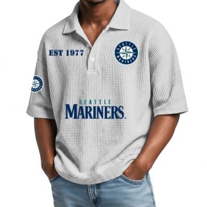 Mariners Est 1977 Waffle Collar Polo Shirt 4 Mariners Est 1977 Waffle Collar Polo Shirt