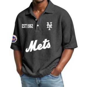 Mets Est 1962 Waffle Collar Polo Shirt 1