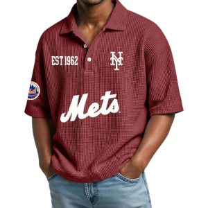 Mets Est 1962 Waffle Collar Polo Shirt 2