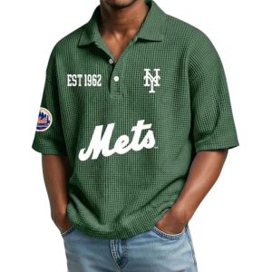 Mets Est 1962 Waffle Collar Polo Shirt 3