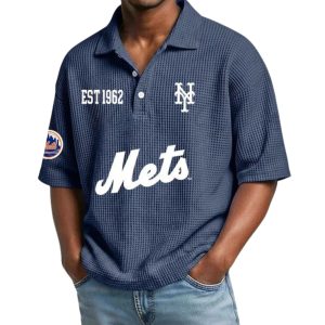 Mets Est 1962 Waffle Collar Polo Shirt