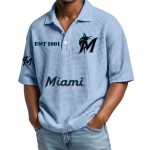 Miami Marlins Est 1991 Waffle Collar Polo Shirt