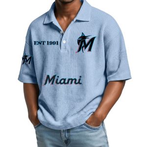 Miami Marlins Est 1991 Waffle Collar Polo Shirt 1