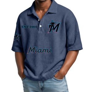 Miami Marlins Est 1991 Waffle Collar Polo Shirt 2