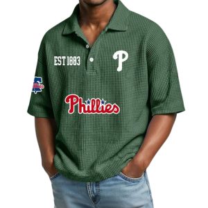 Phillies Est 1883 Waffle Collar Polo Shirt 1