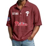 Phillies Est 1883 Waffle Collar Polo Shirt