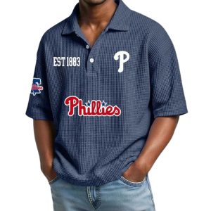Phillies Est 1883 Waffle Collar Polo Shirt