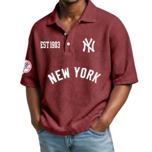 Yankees Est 1903 Waffle Collar Polo Shirt 2 Yankees Est 1903 Waffle Collar Polo Shirt 2