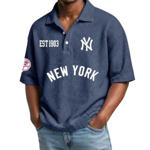 Yankees Est 1903 Waffle Collar Polo Shirt