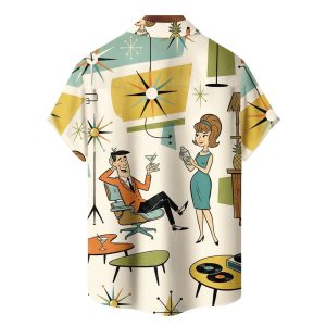Aaron Clarey Retro Atomic Mid Century Geometric Cocktail Hawaiian Shirt 2