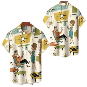 Aaron Clarey Retro Atomic Mid-Century Geometric Cocktail Hawaiian Shirt