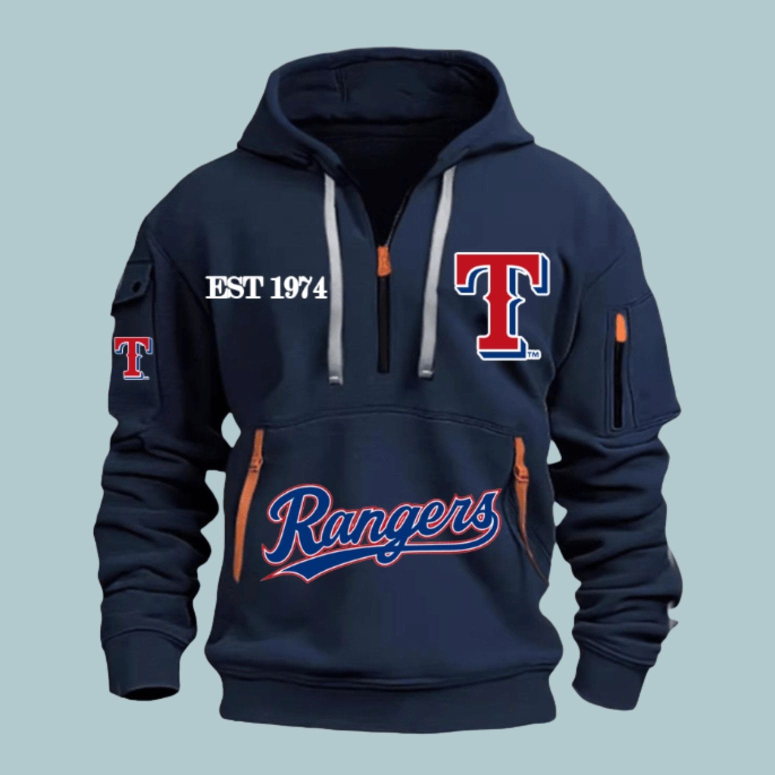 Rangers Est 1974 Quarter Zip Hoodie Rangers Est 1974 Quarter Zip Hoodie