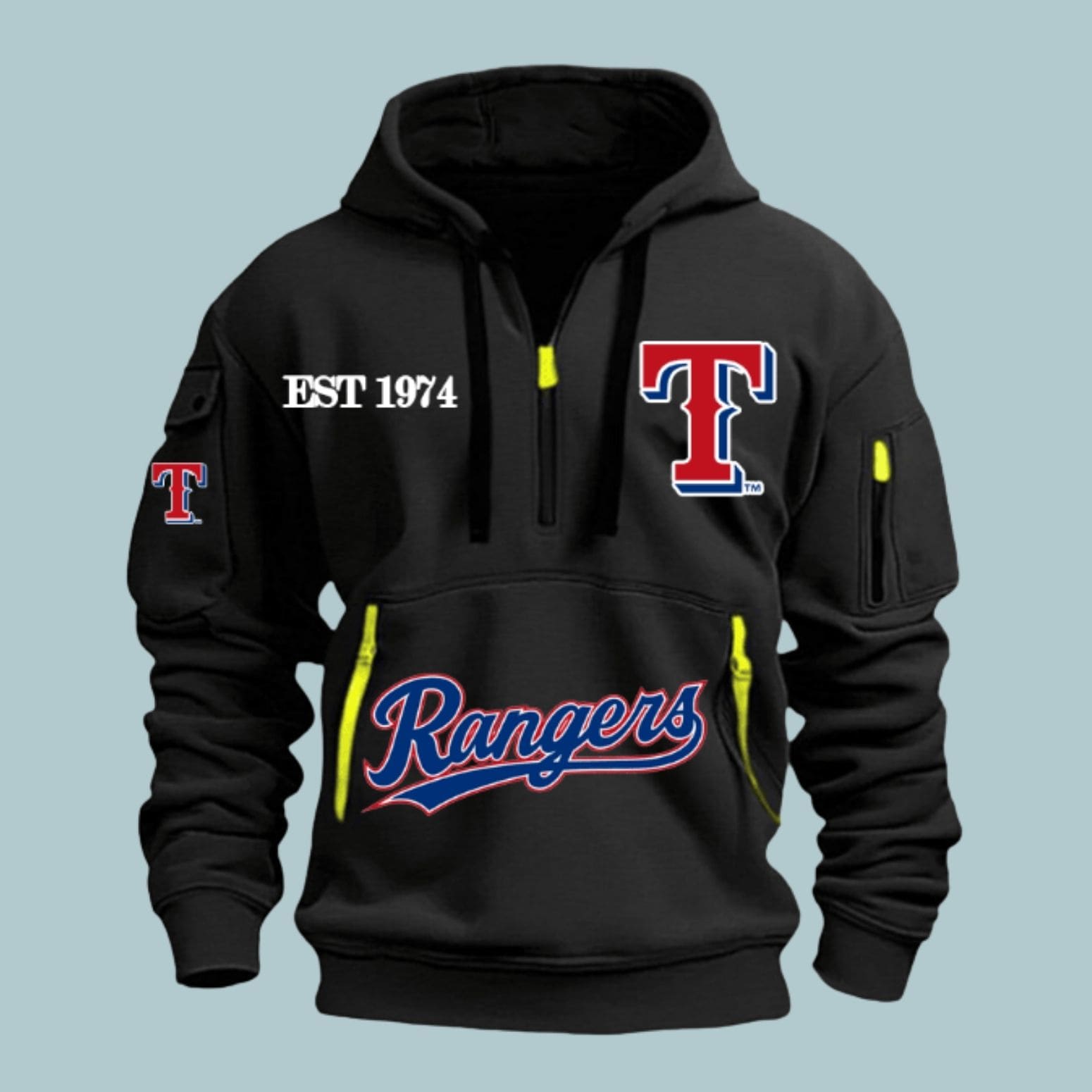 Rangers Est 1974 Quarter Zip Hoodie Rangers Est 1974 Quarter Zip Hoodie