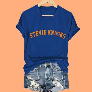 Stevie Knicks Retro Print V Neck T Shirt